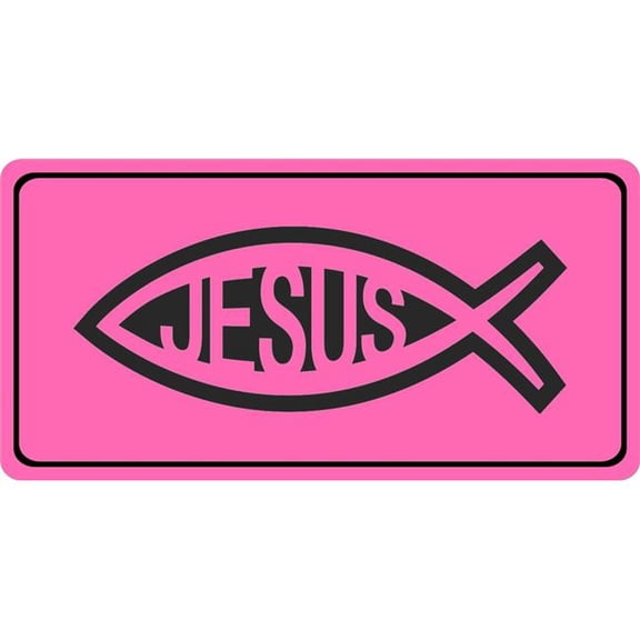 212 Main LPO7810 6 x 12 in. Jesus Fish on Hot Pink Photo License Plate