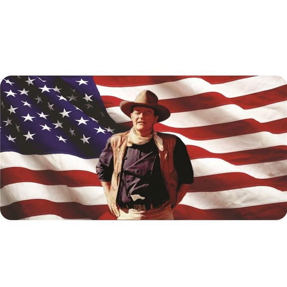 212 Main LPO787 John Wayne on American Flag Photo License Plate