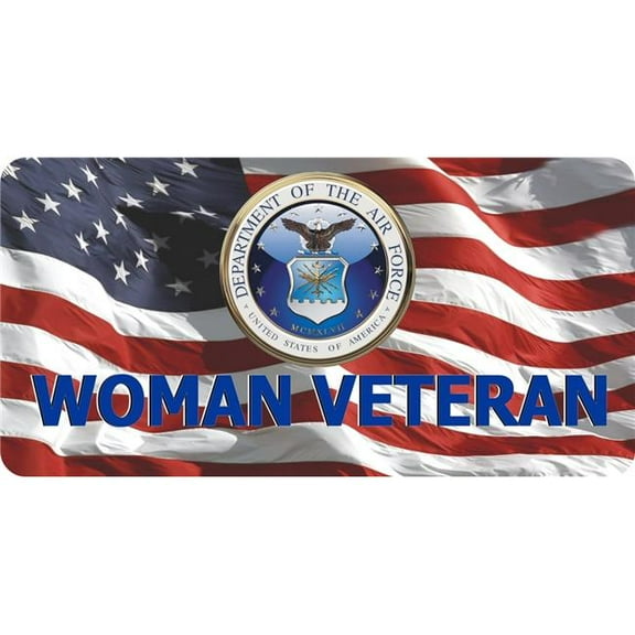 212 Main LPO8095 6 x 12 in. U.S. Air Force Woman Veteran on U.S. Flag Photo License Plate