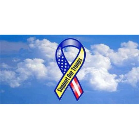 212 Main LPO849 Support Our Troops Ribbon with Clouds License Plate