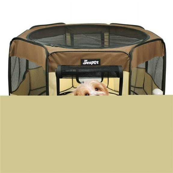 212 Main PPP-36CF 36 in. Soft Pet Playpen, Brown & Beige - Small