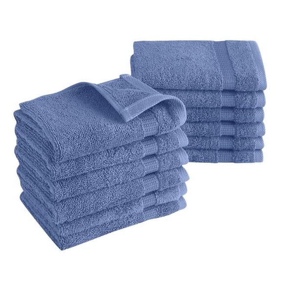 212 Main PRO161421 Royal Turkish Villa Washcloth Towel, Blue - Set of 12