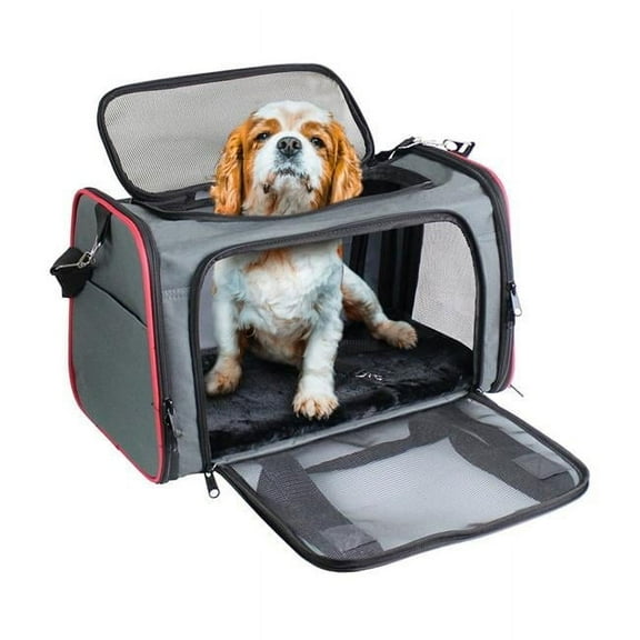 212 Main PTC-1912GRD Goopaws Soft Sided Pet Carrier, Gray & Red - Large