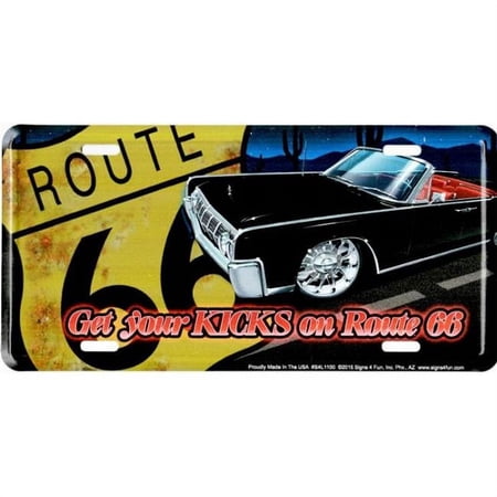 Route 66 Black Lincoln Metal License Plate