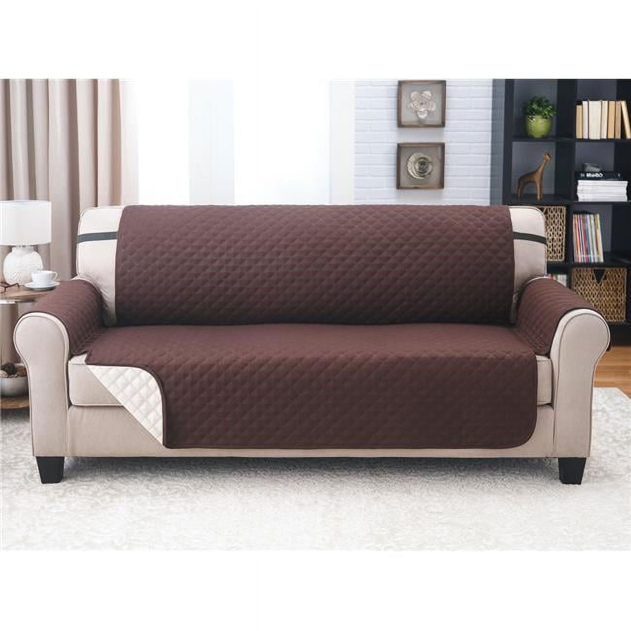 Reversible Chocolate and Tan Microfiber Sofa Protector