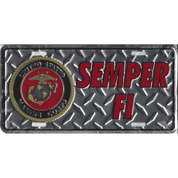 212 Main SLM3 6 x 12 in. Officially Licensed Semper Fi Diamond License Plate