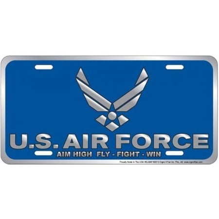 212 Main SLMAF 6 x 12 in. Air Force Aim High Metal License Plate