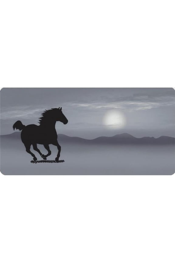 Grey Horse Running Offset Airbrush License Plate Free Names on Air Brush