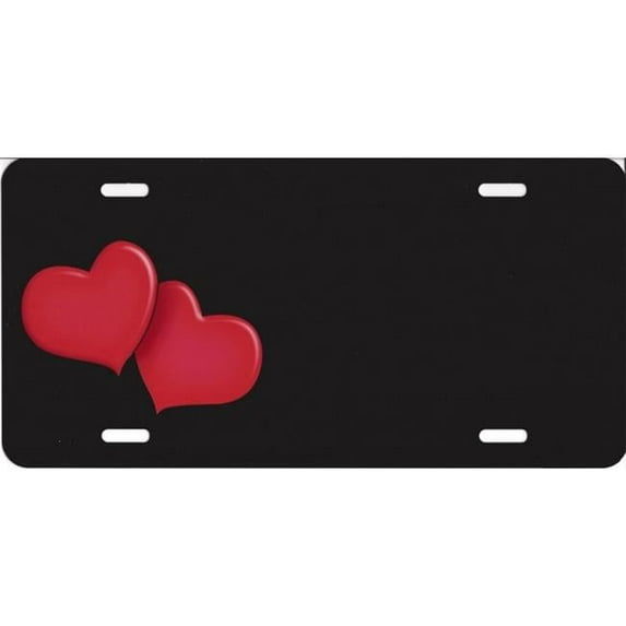212 Main SM33 6 x 12 in. Offset Red Hearts on Black License Plate