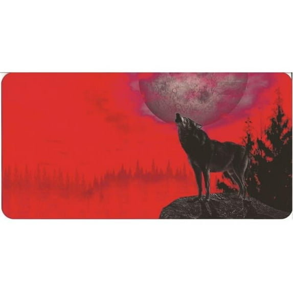 212 Main SM740 6 x 12 in. Howling Wolf on Red License Plate