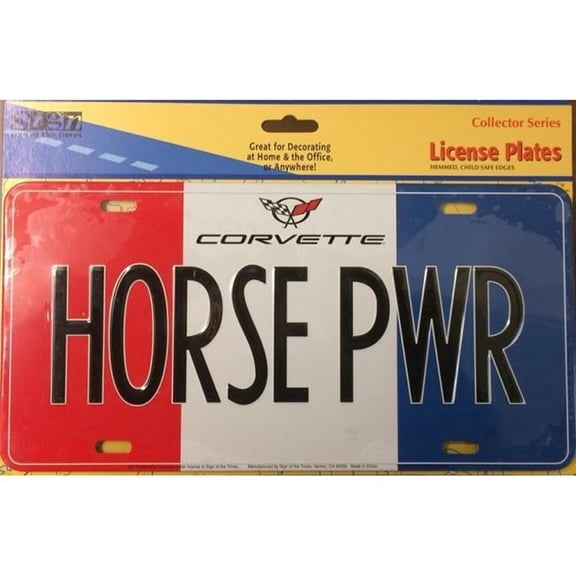 Corvette HORSE PWR Metal License Plate
