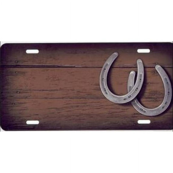 212 Main T2271N 6 x 12 in. Double Horseshoes Wood Offset Airbrush License Plate, Free Names on Air Brush