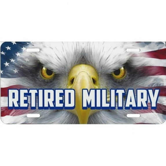 212 Main T3127RET 6 x 12 in. Retired Military with Eagle & Flag Airbrush License Plate