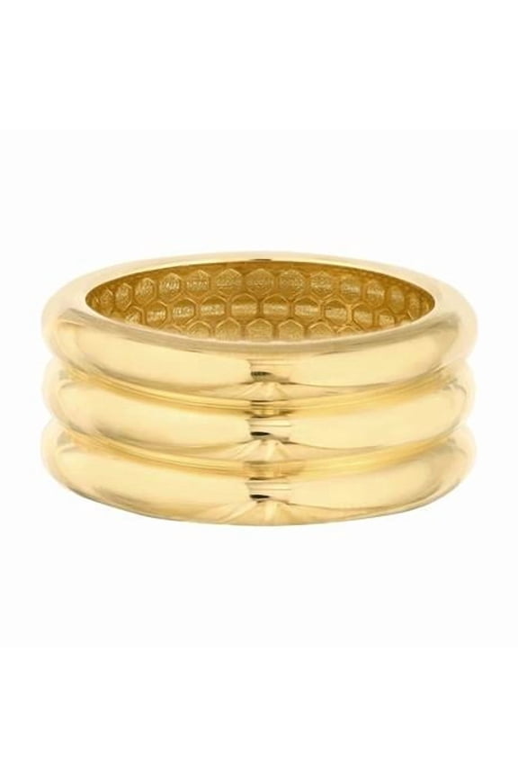 UBS014024538-14Y-7 14K Yellow Gold Triple Ridge Band Ring - Size 7