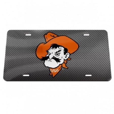 OSU Pistol Pete Carbon Fiber Design Laser License Plate