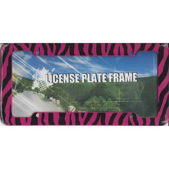 212 Main ZEBP Pink Zebra Print Plastic License Plate Frame
