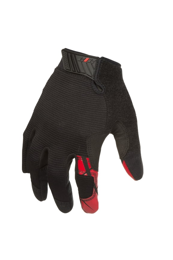 MGGC-052-009 Silicone Grip Touch-Screen Compatible Mechanic Gloves in Black with Red Palm, Medium