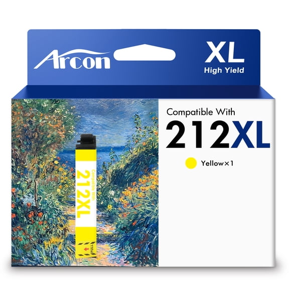 212 XL Ink Cartridges 1 x Yellow Compatible for 212 212 XL 212XL Printer Ink for WF-2810 WF-2830 WF-2850 XP-2100 XP-3100 XP-3105 XP-4100 XP-4105 T212 T212XL