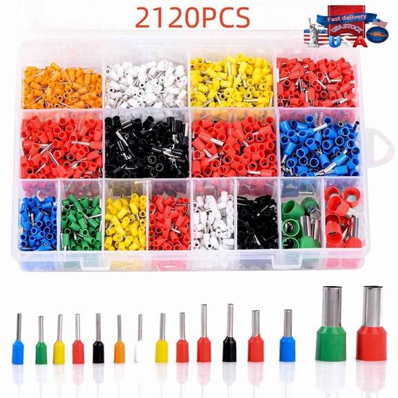 2120PCS Electrical Wire Connectors Cord Pin End Bootlace Ferrule Crimp Terminals