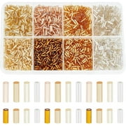 NOBRAND 2120pcs 8 Styles Glass Bugle Beads Metallic Seed Beads 4mm 6mm Tube Beads Craft Beads Loose Spacer Bead for Earrings Bracelets Necklaces Waist Chain Jewelry Making Hole 1mm