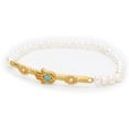 thumbnail image 1 of 212399P Elastic Pearls & Hamsa Evil Eye Bar Bracelet in Vermeil, 1 of 1