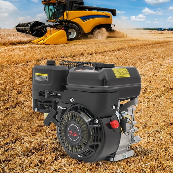 212CC Engine, 7.5 HP Go Kart Engine 4 Stroke Gas Engine Pull Start Engine Motor Horizontal Shaft Single Cylinder Motor for Go Kart Compressors Trencher Lawn Mover