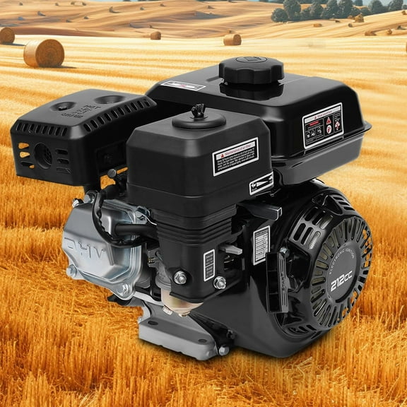 212CC Gas Engine, 7.5HP Single Cylinder Air-Cooled Gas Engine with Fuel Tank 4KW Horizontal Shaft 4 Stroke OHV Gas Motor for Go Cart Mini Bike Lawn Mower Cement Mixer