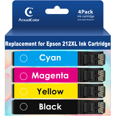 ACTUALCOLOR C Ink Cartridges Replacement for Epson Ink 212 for Epson 212XL Ink Cartridges  (4 Pack)