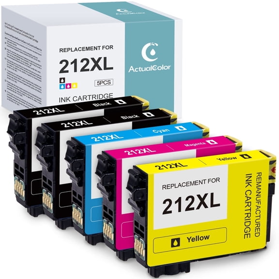 212XL Ink Cartridges Replacement for Epson 212 Combo Pack for XP-4105 WF-2850 Printer, 5 Pack