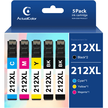 212XL 212 XL Ink Cartridges for Epson 212 XL 212XL T212XL T212 Combo Pack, 5 Pack