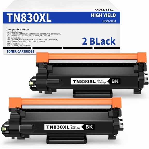TN830XL Toner Cartridge for Brother TN830XL Toner Cartridges for Brother DCP-L2640DW HL-L2405W HL-L2460DW MFC-L2820DW Printers (2-Pack)