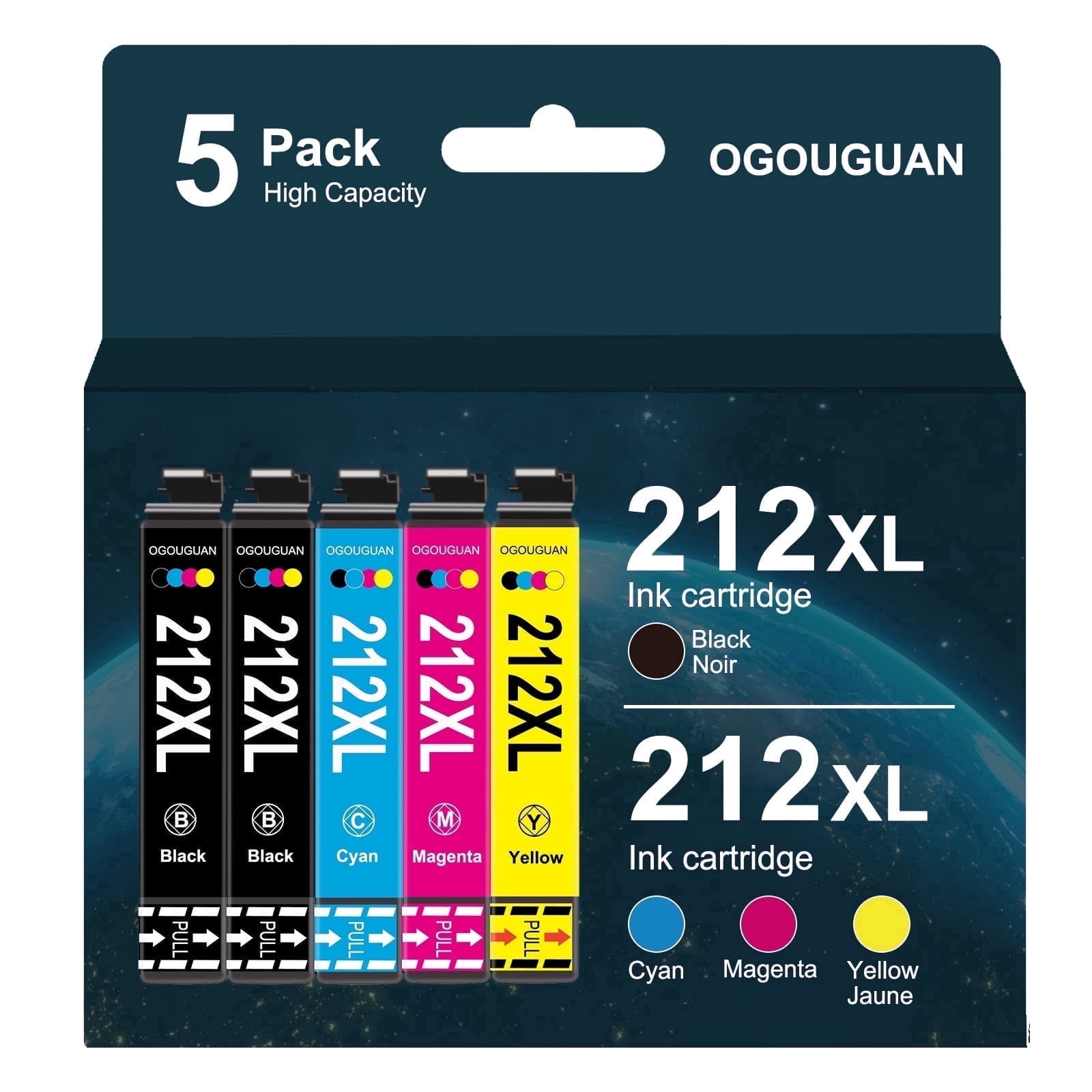 212XL Compatible Ink Cartridges Replacement for Epson 212XL 212 Ink Cartridges for Epson XP-4100 XP-4105 WF-2830 WF-2850 Printer ( 2 Black, Cyan Magenta Yellow,5 Pack)