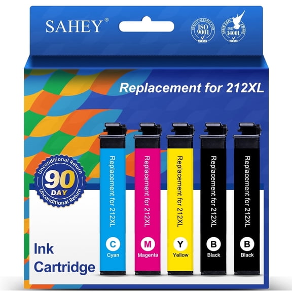 212XL Ink Cartridge Combo Pack Compatible for Epson Ink 212 T212XL Replacement for Epson Printer XP-4100 XP-4105 Ink Cartridges WF-2850 WF-2830(Black, Cyan, Magenta, Yellow5 Pack )
