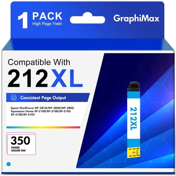 212XL Ink Cartridge Cyan Replacement for Epson WorkForce WF-2850 WF-2830 Expression Home XP-4100 XP-4105 Printer (1 Pack)