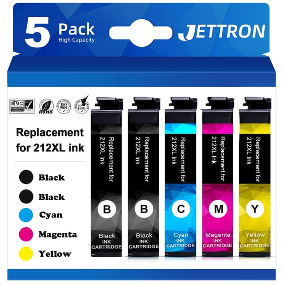 212XL Ink Cartridge for Epson 212 Ink for Epson 212 212xl t212 ink cartridges Compatible for Epson Expression Home XP-4100 XP-4105( 5-Pack)