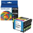 thumbnail image 1 of 212XL Ink Cartridge for Epson Ink 212 XL 212XL T212XL Compatible for Epson Expression Home XP-4105 XP-4100 Workforce WF-2850 WF-2830 Printer (5-Pack, 2 Black 1 Cyan 1 Magenta 1 Yellow), 1 of 7