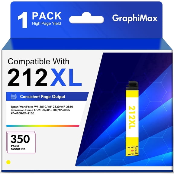 212XL Ink Cartridge Yellow Replacement for Epson WorkForce WF-2850 WF-2830 Expression Home XP-4100 XP-4105 Printer (1 Pack)