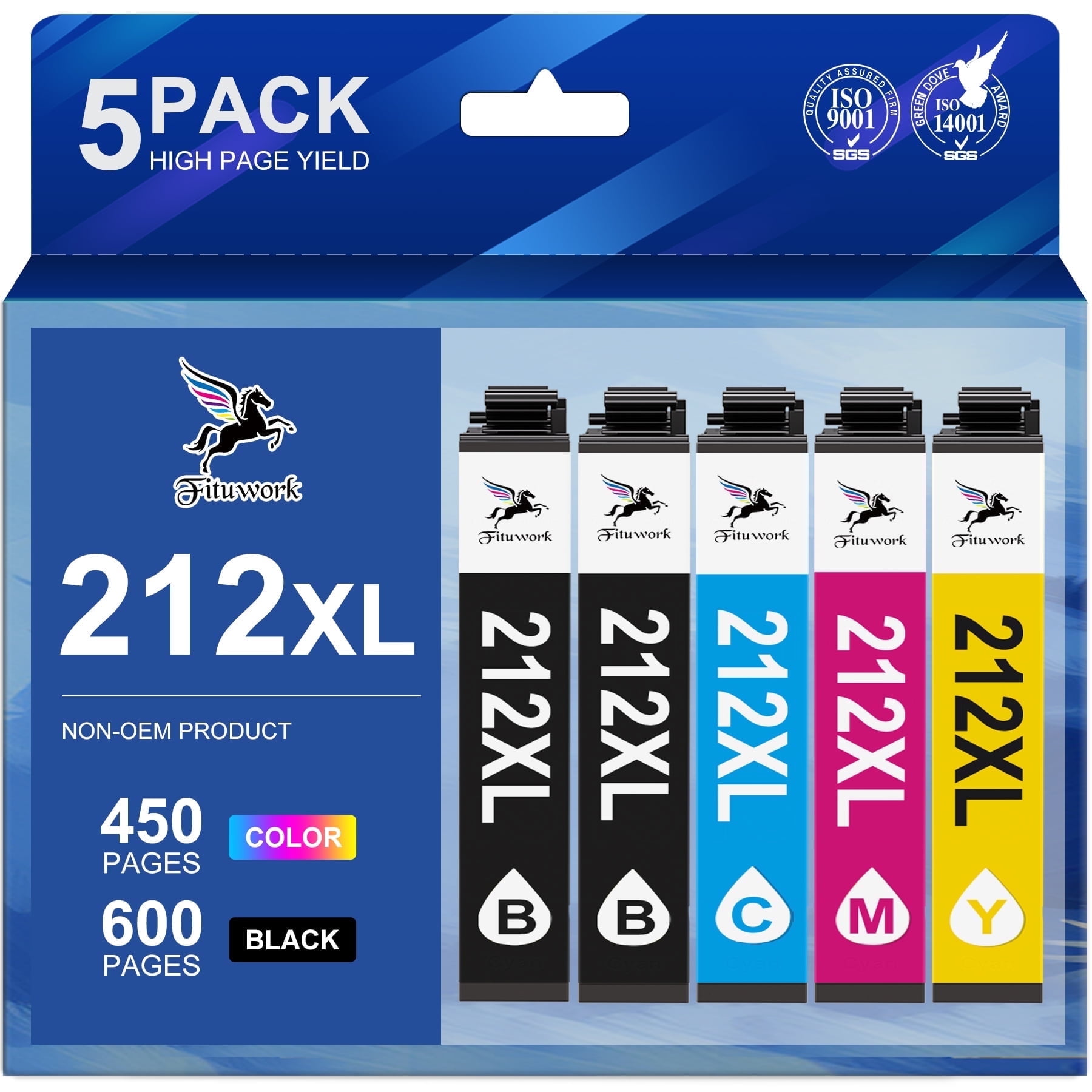 212XL Ink Cartridge for Epson 212 Ink Cartridges for Printer Ink Epson 212XL for Epson Ink 212 (5PK)