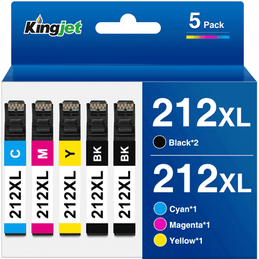 212XL Ink Cartridge for Epson 212 Ink for Epson Ink 212 for Workforce WF-2850 WF-2830 XP-4100 XP-4105 Printer (Black Cyan Magenta Yellow, 5-Pack)