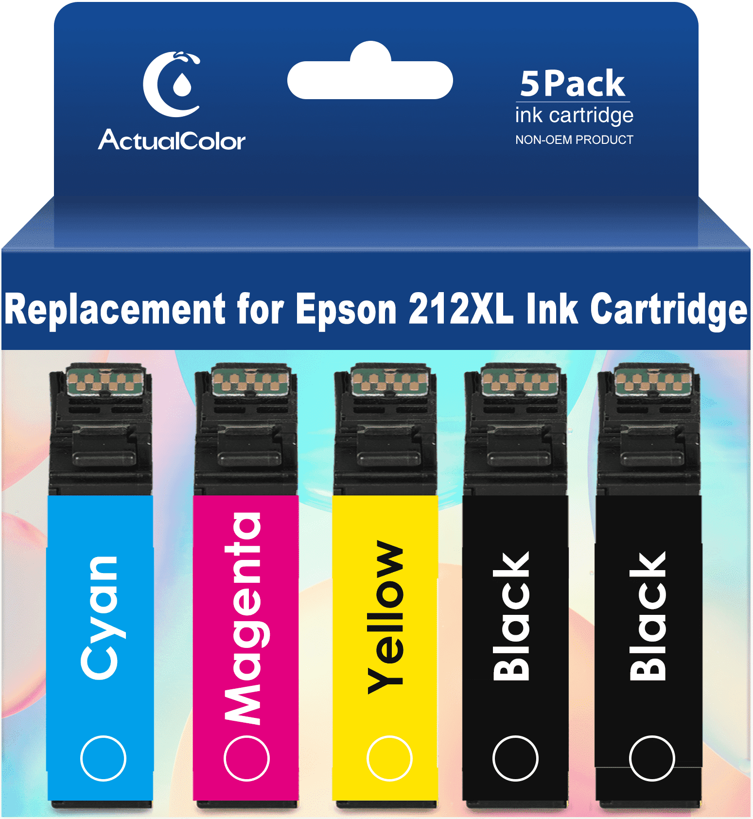 ACTUALCOLOR C Ink Cartridges Replacement for Epson 212 XL 212XL T212XL T212 Combo Pack, 5 Pack