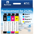 thumbnail image 1 of BunToner Compatible for Epson 212 Ink 212XL Ink Cartridges for Epson Printer Workforce WF-2850 WF-2830 XP-4100 XP-4105 (4 Pack), 1 of 6