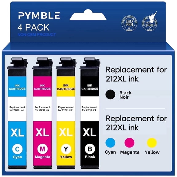 212XL Ink Cartridge for Epson 212 Ink Cartridges for Printer Ink Epson 212XL compatible for Epson Ink 212 (4PK)