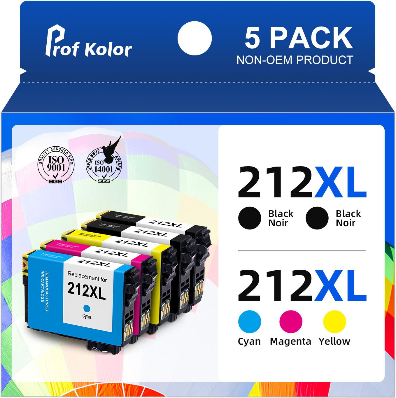 Epson 212xl Ink Cartridges 5 Pack For Wf 2830 Wf 2850 Xp 4100 Xp 4105 2 Black 1 Cyan 1 8577