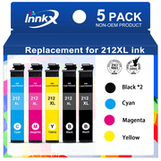 212XL Ink Compatible for Epson 212 Ink for 212XL Ink Cartridges for Epson XP-4105 XP-4100 WF-2850 WF-2830 Printer(5 Pack,2 Black,1 Cyan,1 Magenta,1 Yellow)