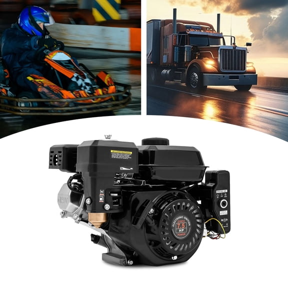 212cc 4-Stroke Single Cylinder Gasoline Engine, 7.5HP Manual & Electric Start Air Cooled Gas Motor for Generator Pressure Washer Go-Kart