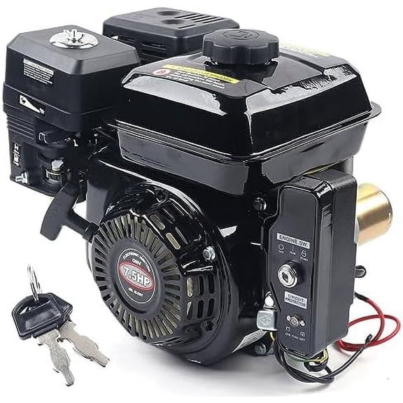 212cc 7.5HP 4 Stroke Gas Engine, 3600RPM Gas Engine with Forced Air Cooling 4-Stroke Electric Start Motor Industrial Grade OHV Gasoline Engine Go Kart Gas Engine Motor for Mowers Garden Tiller$$Tools