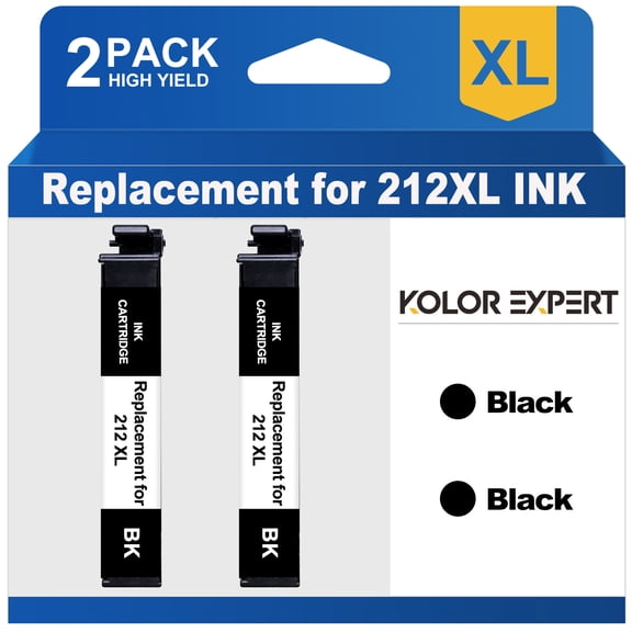 212xl Black Ink Cartridge for Epson 212 T212 Ink for WF-2850 WF-2830 XP-4100 XP-4105 Printer(2-Pack) Compatible