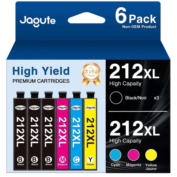 212XL Ink Cartridge for Ink Compatible for Epson 212XL Workforce WF-2850 WF-2830 Expression Home XP-4100 XP-4105 Printer(Black Cyan Magenta Yellow, 6 pack)