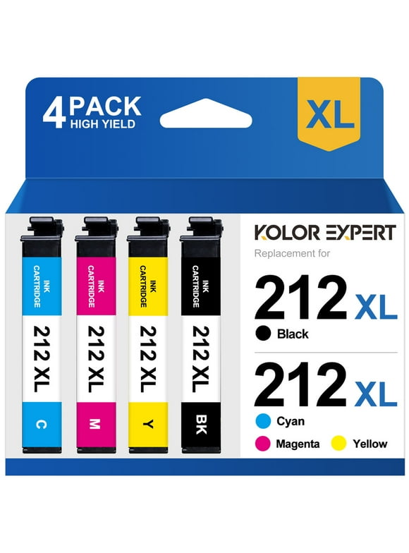 212xl Ink Cartridge for Epson 212 Ink for Epson Workforce WF-2850 WF-2830 Expression Home XP-4100 XP-4105 Printer ( Black Cyan Magenta Yellow, 4-Pack)