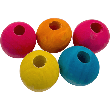 2133 Large Rainbow Chew Beads Pk5 M&M Bird Toys - Colorful Pet Safe Food Dye Colored Wooden Chewable Balls